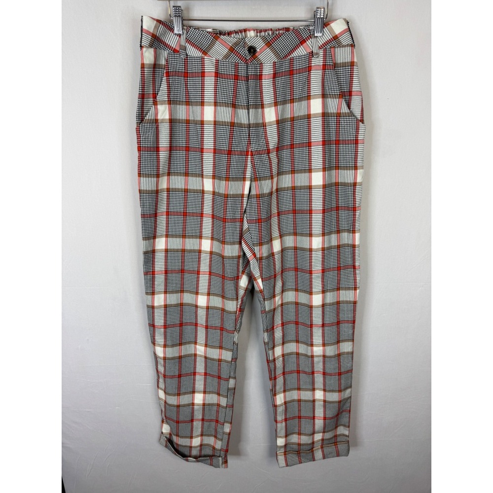 Melody Ehsani‎ Plaid Pants Multicolor High Waisted Trousers M123WP1 L NEW